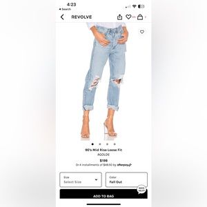 Agolde 90s Mid Rise Loose Fit - Color Fall Out